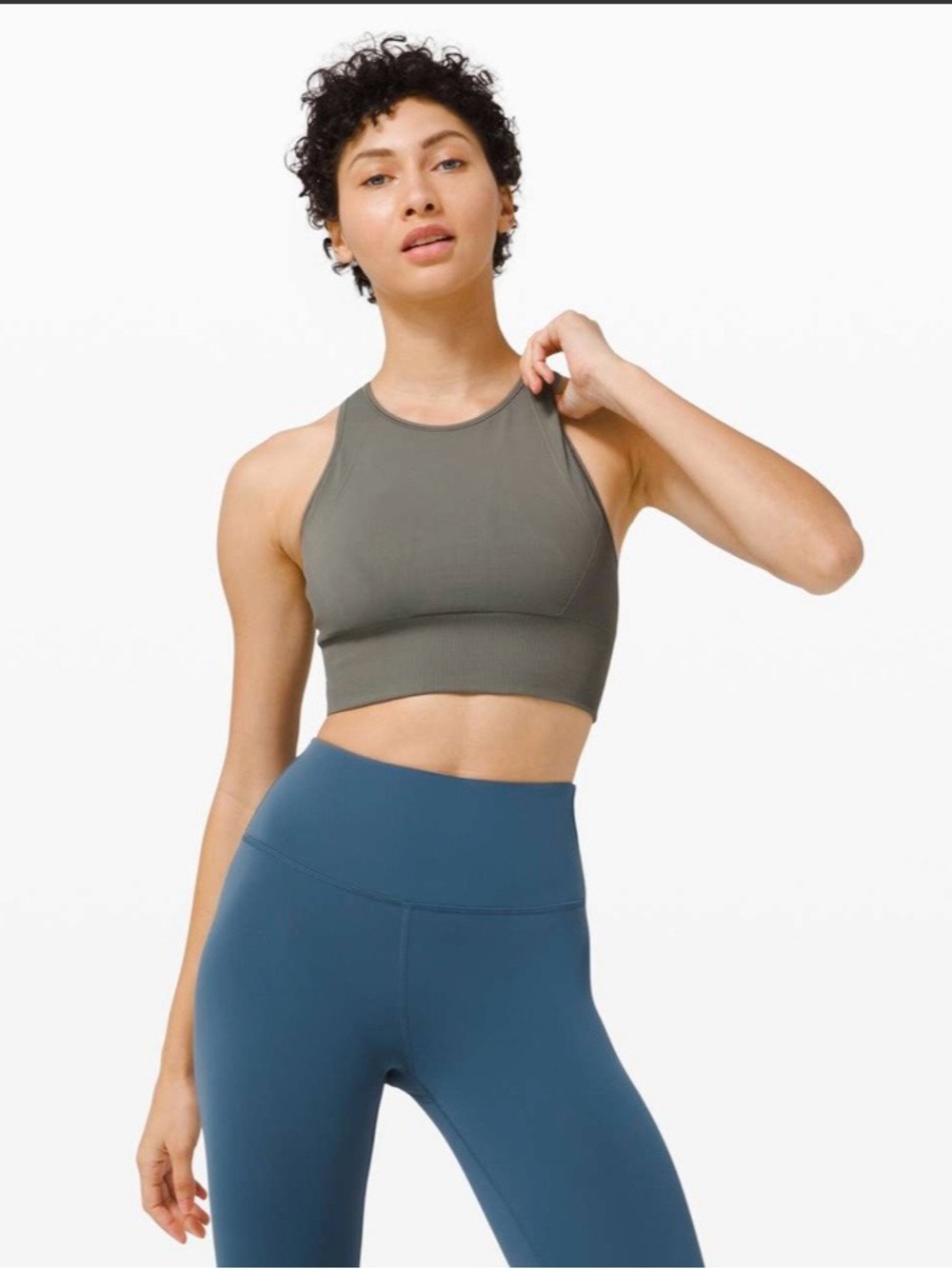 lululemon Ebb to Train Bra Grey Sage Size 4 C/D High Neck Longline - Picture 2 of 6